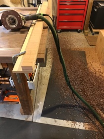 Here the jig is clamped down and out of the router path